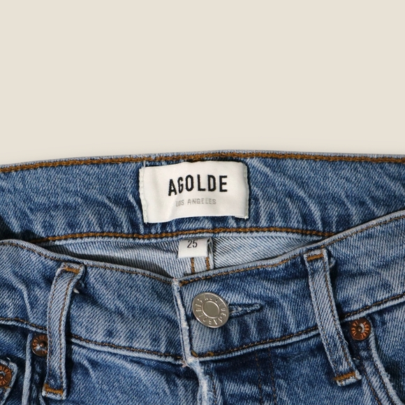 Agolde Womens Blue Denim Distressed High-Rise Button Fly Cropped Jeans Size 25 - Picture 2 of 10